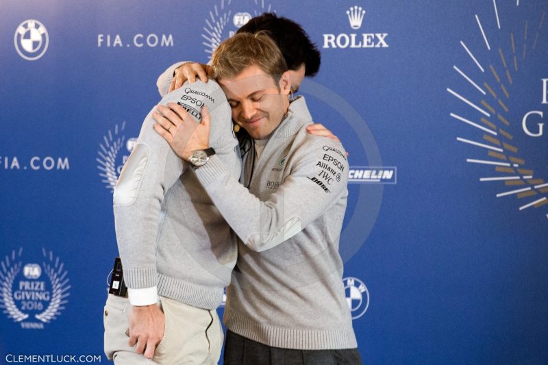 ROSBERG Nico Mercedes GP MGP W07 and WOLFF Toto executive director Mercedes GP press conference ambiance portrait during the FIA Prize Giving at Vienna the december 02 2016 - Photo Clement Luck / DPPI