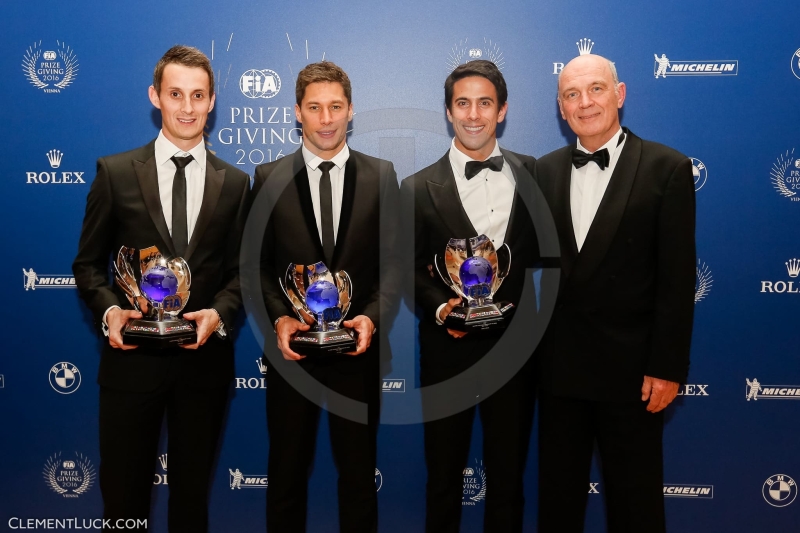 DI GRASSI (bra) JARVIS Oliver (gbr) DUVAL Loïc (fra) AUDI R18 lmp1 team Audi sport Joest and ULLRICH Wolfgang (GER) director of Audi Motorsports ambiance portrait during the FIA Prize Giving at Vienna the december 02 2016 - Photo Clement Luck / DPPI