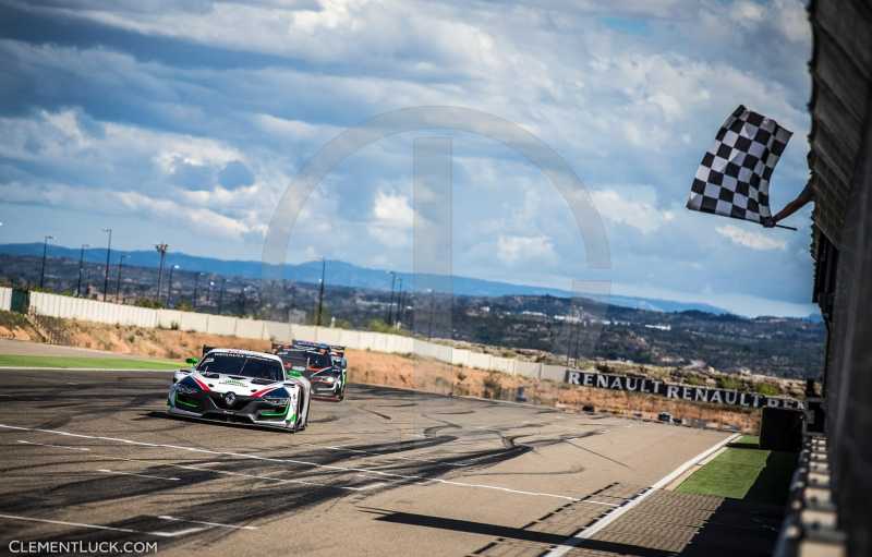 03 KORJUS Kevin (EST) BLOMSTEDT Fredrik (SWE) R-ACE GP Action Finish Line Checkered Flag during 2016 Renault sport series  at Motorland April 15 To 17, Spain - Photo Clement Luck / DPPI