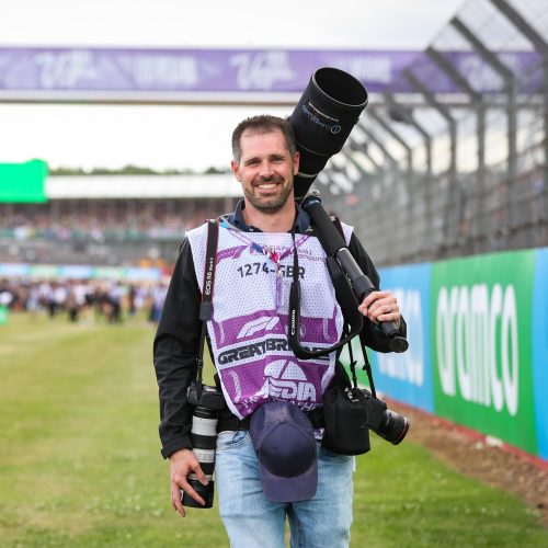 Photographer Clement Luck walking from the starting grid to his start position on his first F1 Grand Prix during the 2023 Formula 1 Aramco British Grand Prix, 10th round of the 2023 Formula One World Championship from July 7 to 9, 2023 on the Silverstone Circuit, in Silverstone, United Kingdom - Photo Antonin Vincent / DPPI